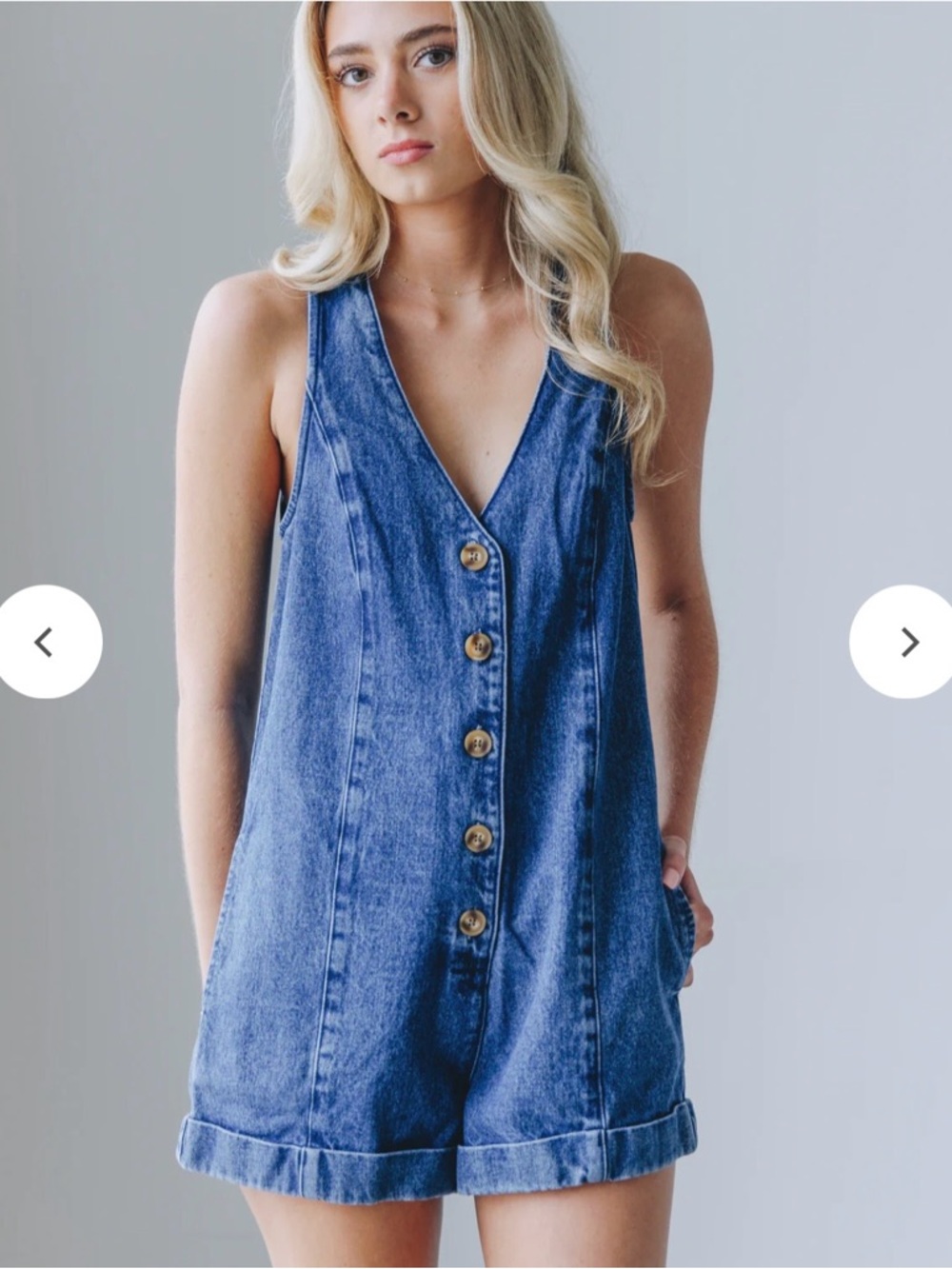 NWT Show Me Your Mumu San Diego Overcast Blue Denim Romper size S